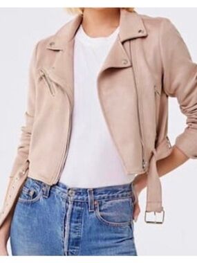Forever 21 Blush Pink Cropped Moto Jacket